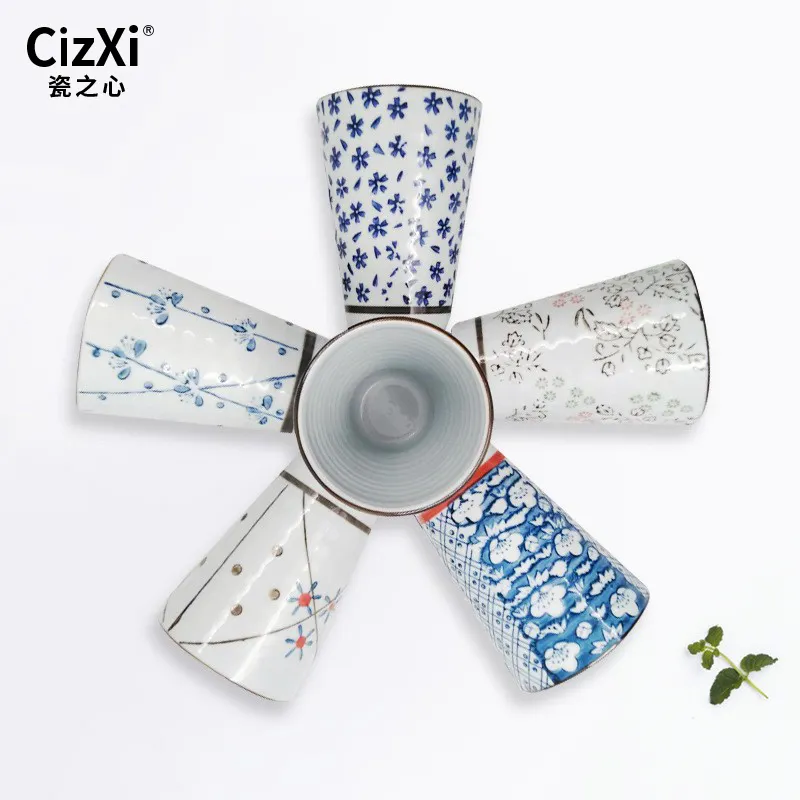 China fabricante 7 oz alta qualidade pequenas flores almofada impressão de cerâmica chá café caneca sem alça