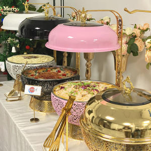 Set Perlengkapan Buffet dengan Wadah Pemanas Makanan Hotpot, Logo Kustom, Bentuk Bulat, untuk Acara, Chefing, Chfer, Buffet Cheffing Dishes - Product Image 1