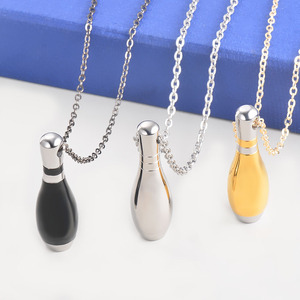 Collier pendentif en acier inoxydable en forme de <span class=keywords><strong>boule</strong></span> de bowling, boîte à cendres commémorative pour animaux de compagnie et famille - Product Image 4