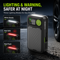 Démarreur de voiture 14,8 V, gonfleur de pneus, moniteur de pression numérique, lampe de secours LED, booster de batterie portable, certifié CE