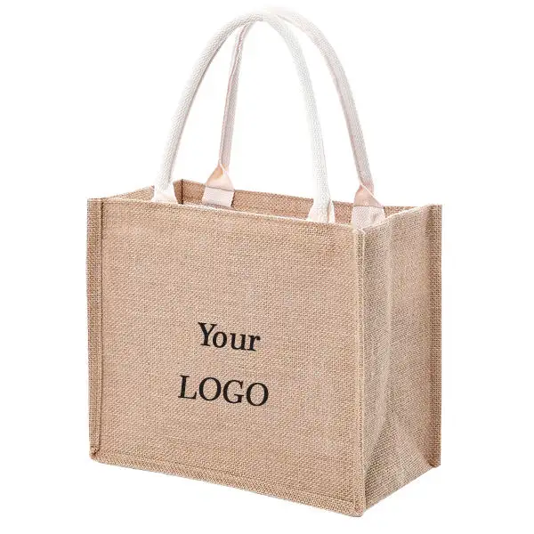 Hochleistungs-farbige Shopper-Jute-Tragetaschen Individuell bedrucktes Logo für den Laden-und Geschenk gebrauch mit behandeltem Design