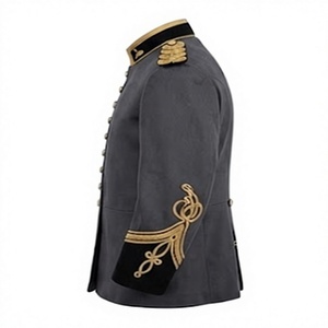 Veste Tunique Homme Vintage en Laine avec Broderie Dorée sur les Manches, Style Uniforme Historique à Simple Boutonnage - Product Image 4