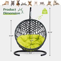 Fauteuil suspendu en forme d'œuf vert pour petits animaux de compagnie, panier-lit pour animaux de compagnie avec aspect en rotin
