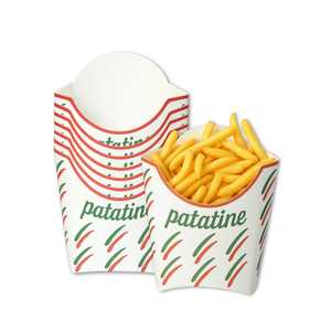 Porta patatine fritte in cartone bianco 8x13x10 cm per asporto fast food - Product Image 6