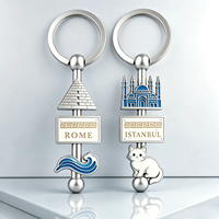Porte-clés souvenir de voyage en métal lourd, plaqué argent gravé en alliage de zinc, personnalisé en Chine