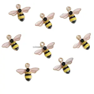 1:12 Cartoon 3D Enamel Honey Bees Golden Plated Insect Kawaii Animal Charms