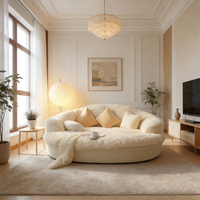Luxuriöses Modernes Rundes Schlafsofa Wohnzimmermöbel Weißer Flauschiger Übergroßer Kuschelsessel Komfortable Lounge-Couch