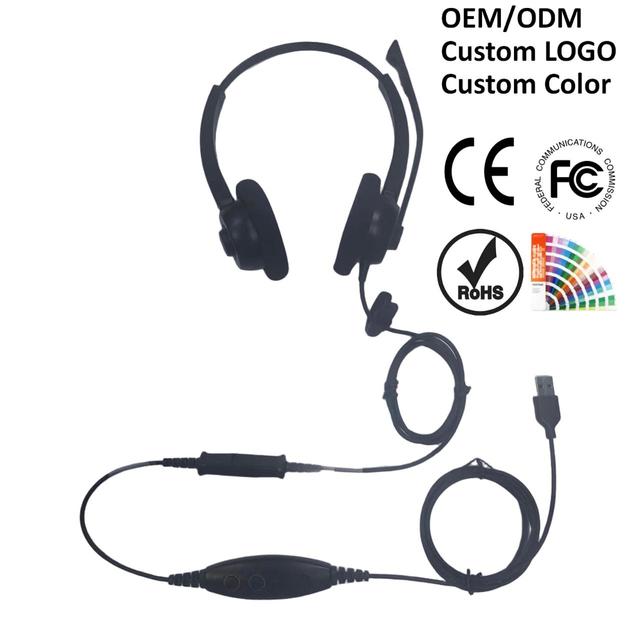 Professional Call Center Business Headset AE500NCD USB Over-Ear Built-In Microphone ENC Noise Cancellation IPX4 Waterproof