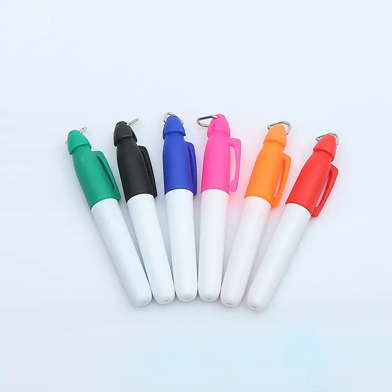 Caneta marcador portátil de aço inoxidável, mini caneta de marcador permanente colorida com gancho em massa