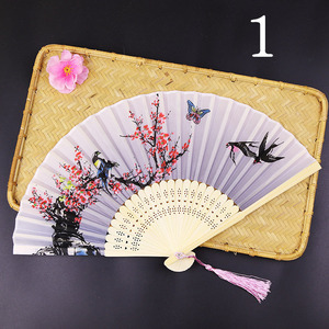 Abanico de baile de la dinastía Han japonesa Erqing estilo antiguo 33cm abanico de seda plegable portátil pintado a mano de bambú artesanía regalo <span class=keywords><strong>para</strong></span> mujeres - Product Image 6