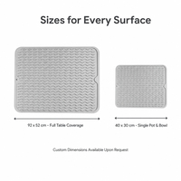 Tapis de séchage de vaisselle en caoutchouc, égouttoir de cuisine imperméable en silicone épaissi sans BPA, grand plateau de drainage en silicone pour comptoir de cuisine