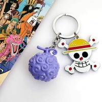 11 modèles de porte-clés en métal d'anime Devil Fruit, porte-clés créatifs en métal Luffy Gum Gum Fruit Ace Flame Flame Fruit Law Cosplay en alliage métallique