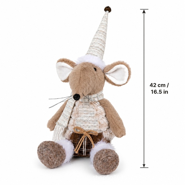New Christmas Plush Handmade Soft Mouse & Reindeer Figurines-Festive Decorations for Window Displays