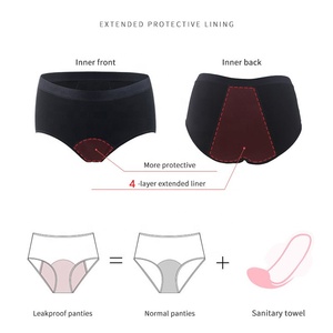 Women's <strong>Mid</strong> Waist Bamboo Fiber Four <strong>Layers</strong> Absorbent Leak Proof Period Undies Tampon Underwear Plus Size Menstrual Panties - Product Image 2