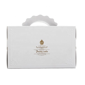 Großhandel Luxuriöse 6 <span class=keywords><strong>8</strong></span> 10 12 Zoll Weiße Hochzeitstortenbox mit Griff Individuell Bedruckte Lebensmittelechte Geburtstags-Papiertortenboxen - Product Image 3