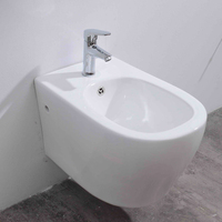 WC suspendu en céramique vitrifiée avec bidet intégré, finition brillante, pour salle de bain