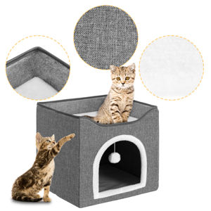 Cama para gatos de interior Diseño plegable con almohadilla para rascar Pelota de juguete Lavable Hideaway Pet Shelter - Product Image 2
