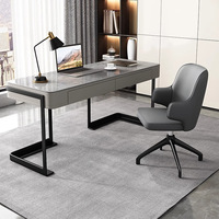 Bureau de direction moderne ergonomique modulaire en bois durable avec pieds en U et tiroirs pour l'étude à domicile, l'ordinateur et l'écriture