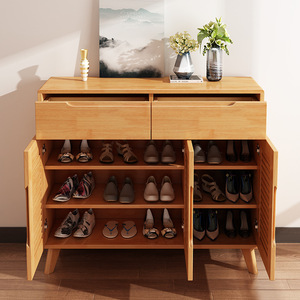 Nordic Solid Wood <b>Shoe</b> Cabinet Natural Color <b>Space</b> <b>Saving</b> Entryway <b>Storage</b> Cabinet For Home Living Room Use - Product Image 4