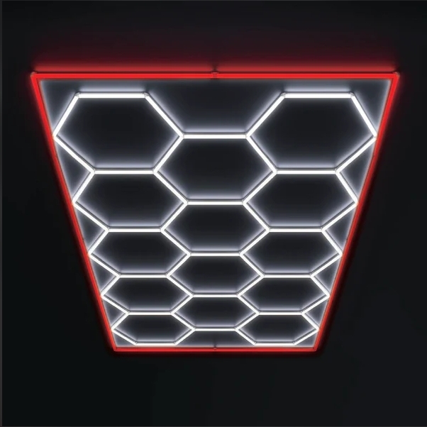 Etop Car Wash Working Light 14 Hex Light With Red Border Inspection Detailing Honeycomb Hexagonal LED Waterproof Garage Lighting