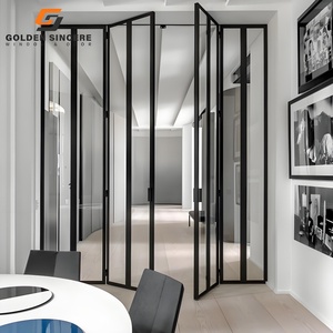 Porte d'entrée moderne Portes en verre coupe-vent pliantes Porte en aluminium pliante pour la maison - Product Image 5