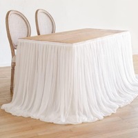 Jupe de table Aodu en tulle blanc, longueur ras du sol, plissée et froncée, pour mariage et banquet, nappe décorative, vente en gros usine