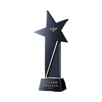 Trofeo de Cristal Negro Personalizado ADL con Estrella, Grabado de Logotipo UN Pulido, Premio Listo para Regalos Empresariales
