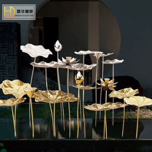 Sculpture de lotus en acier inoxydable Jiahua, à poser au sol, pour la décoration extérieure des jardins - Product Image 2