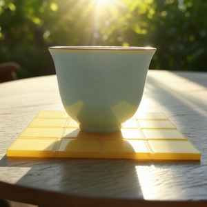 Acrylic Square Teacup Coaster Yellow Non Slip Heat Resistant <b>Drinkware</b> <b>Accessory</b> - Product Image 2