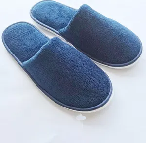 Pantofole usa e getta per hotel spa in pile di corallo blu navy di buona qualità