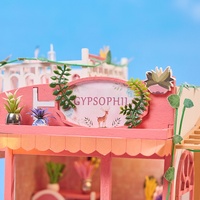 IIECREATE K-1050 Kit de puzzle 3D en bois DIY Fleur de gypsophile Maison miniature et modèle de jouet