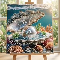 Peinture au diamant 5D SONGWOOART, élégante coquille de perle sous-marine, 30x30cm, forme spéciale, pour décoration de salon