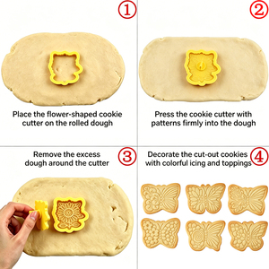 Ensemble de découpoirs à biscuits 3D en forme de papillon et de fleur, moules à biscuits avec motifs floraux pour le printemps et l'été - Product Image 6