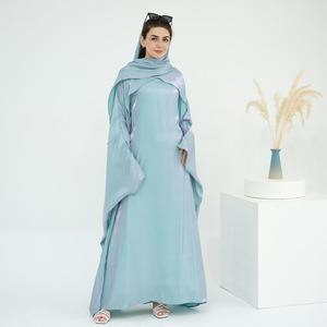 2025 vestido Abaya abierto elegante para <span class=keywords><strong>mujer</strong></span>, <span class=keywords><strong>traje</strong></span> árabe islámico de manga larga informal, estilo modesto musulmán <span class=keywords><strong>tradicional</strong></span> con bufanda - Product Image 5