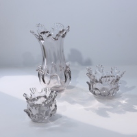 Collection de verres sculptés transparents Ocean Reef, vase à fleurs et bols de rangement faits à la main, kit de décoration d'intérieur de luxe
