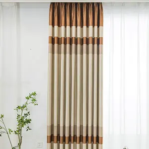 Factory Supply High Density Blackout Cotton Striped Curtain Soft Fabric Curtain Wholesale