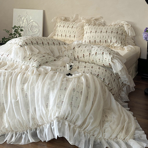 Kexia Floral Cotton <b>Bedding</b> <b>Set</b> With Ruffle Princess Style Home Use Twill Weave Reactive Dyeing Sheet Style - Product Image 2