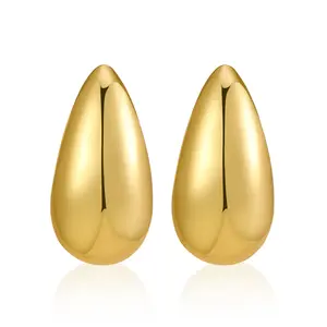 Bohème nouvelle meilleure vente en laiton 18 carats rempli d'or minimaliste goutte d'eau en forme d'oreille goujon Design créatif dames boucles d'oreilles en gros