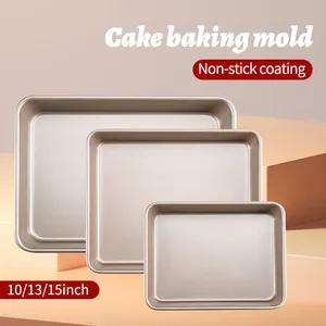 Heavy-duty Carbon Steel Baking Cookie Bread Dish 10/13/15.5 Inch Cake Tin Thickened Non-stick Rectangular Deep Baking Pan