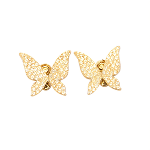 Orecchini a Perno E2531 a Forma di Farfalla in Oro con Cristalli e Strass, Gioielli Carini per Uso Quotidiano - Product Image 1