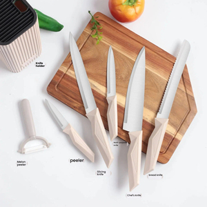 7-piece <b>kitchen</b> <b>knife</b> set with square base storage bucket stainless steel household chef's <b>knife</b> - Product Image 1