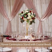 Metallische Goldene Hochzeits-Tischdekoration Blumenständer Vasenhalter mit Kristallperlenkette für Party- und Hochzeitsdekoration