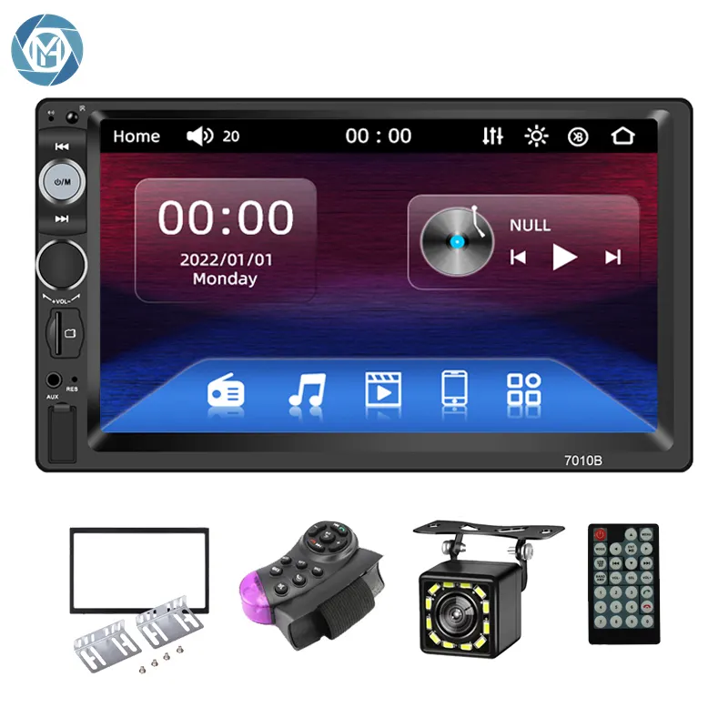 7010b Pemutar Video Mobil 7 Inci 2 Din Layar Sentuh dengan Mirror Link Bt Aux Stereo Player Fm Audio Car Player