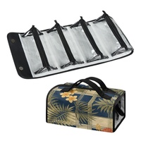 Sac de toilette de voyage personnalisé à imprimé tropical ananas hawaïen, avec quatre pochettes transparentes à fermeture éclair et design organisateur suspendu