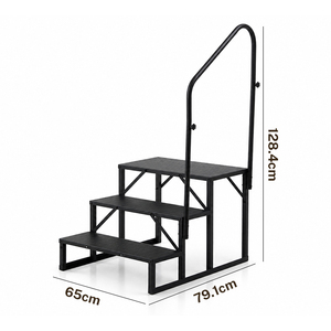 HOMFUL Escabeau portable 2/3/4 marches pour camping-car, marchepieds antidérapants en <span class=keywords><strong>métal</strong></span> avec main courante pour camping-car et <span class=keywords><strong>caravane</strong></span> en extérieur - Product Image 5