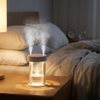 Humidificateur d'air miniature portable double lumière sablier H2O pour chambre à coucher, avec fonction de refroidissement nocturne et éclairage USB