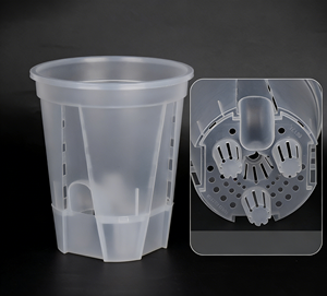 Nouveau pot de fleurs transparent en plastique pour stockage d'eau, pot d'orchidée blanc et noir respirant pour contrô<span class=keywords><strong>le</strong></span> des racines, pot d'intérieur pour personne paresseuse - Product Image 3