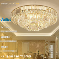 Lustre de plafond rond en cristal K9 moderne doré, surface montée, LED IP65 AC 6000K, en acier inoxydable de luxe, pour salon
