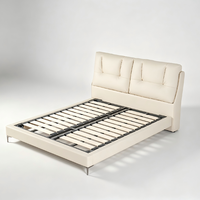 Lit moderne en cuir rembourré avec rangement, taille King/Queen, confortable, structure en bois assemblée en fer pour chambre à coucher