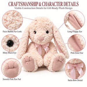 Peluche <span class=keywords><strong>Coniglio</strong></span> Rosa con Orecchie Lunghe e Morbide, Finta Pelliccia <span class=keywords><strong>di</strong></span> <span class=keywords><strong>Coniglio</strong></span>, Personalizzabile OEM ODM, Vendita all'Ingrosso e al Dettaglio, 25cm - Product Image 3
